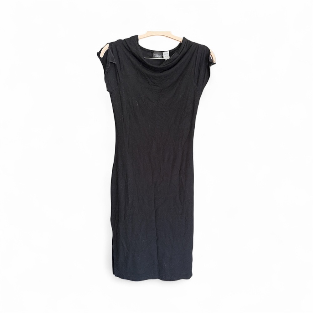 Vintage Midi black‎ dress with slit sleeves